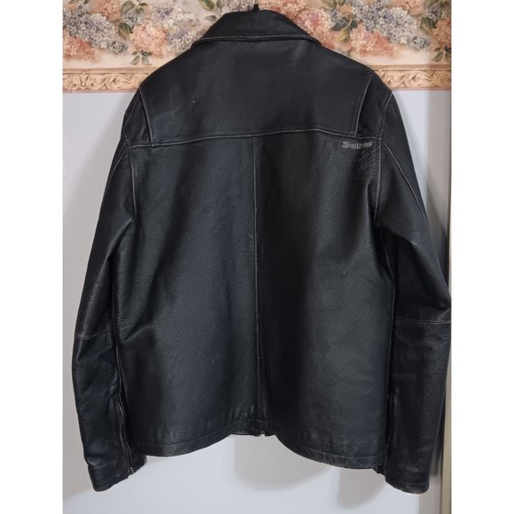 Bullhead Medium Black Quilted Lined Leather Biker Moto City Classic Rock Jacket - Picture 6 of 10